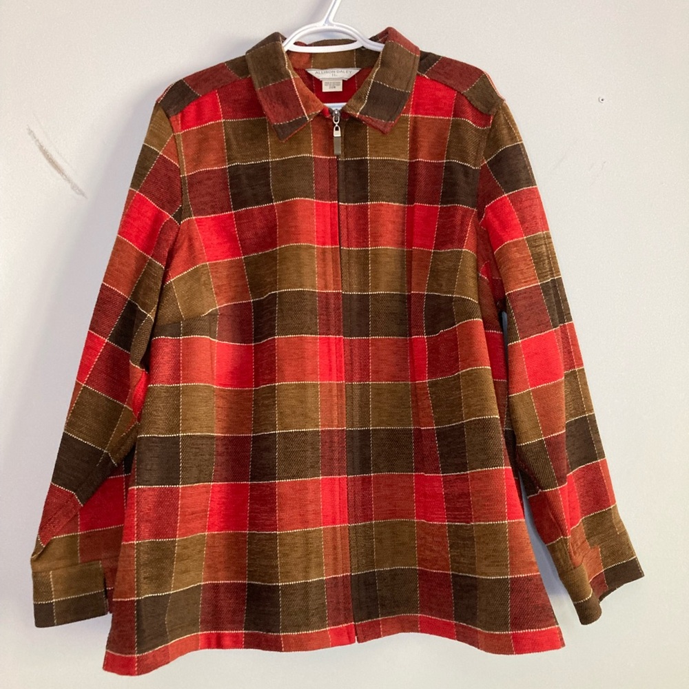 Vintage XL red plaid chore coat
